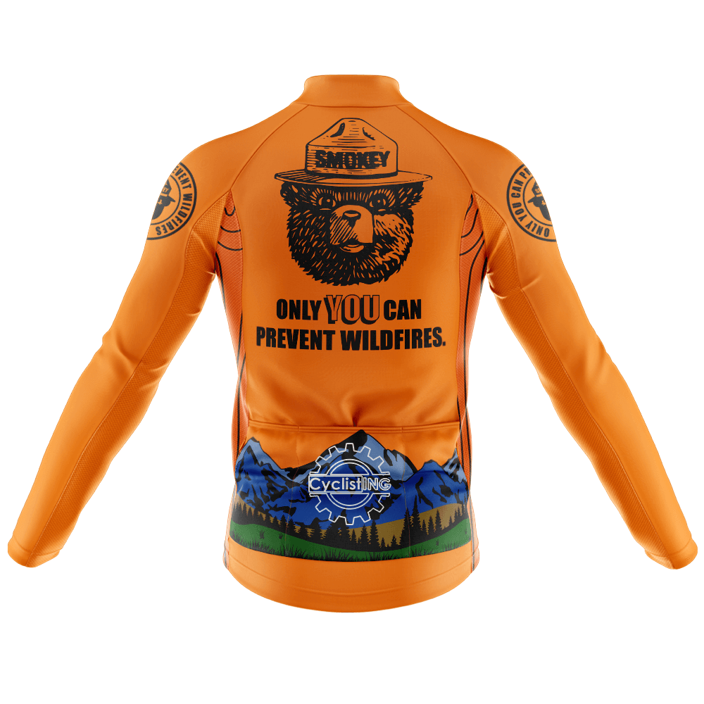 Retro Smokey Bear Fietsshirt met Lange Mouwen
