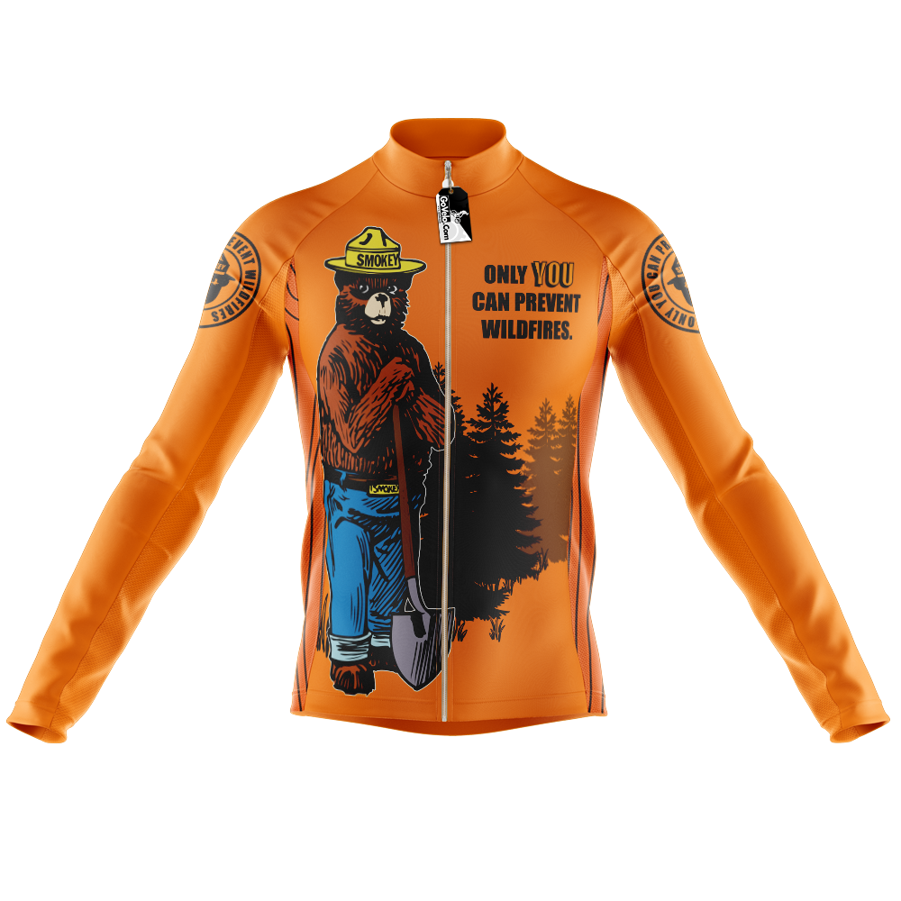 Retro Smokey Bear Fietsshirt met Lange Mouwen
