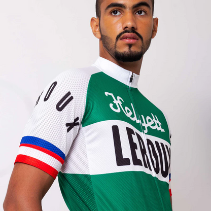 Retro Helyett Leroux Pro fietsshirt met korte mouwen