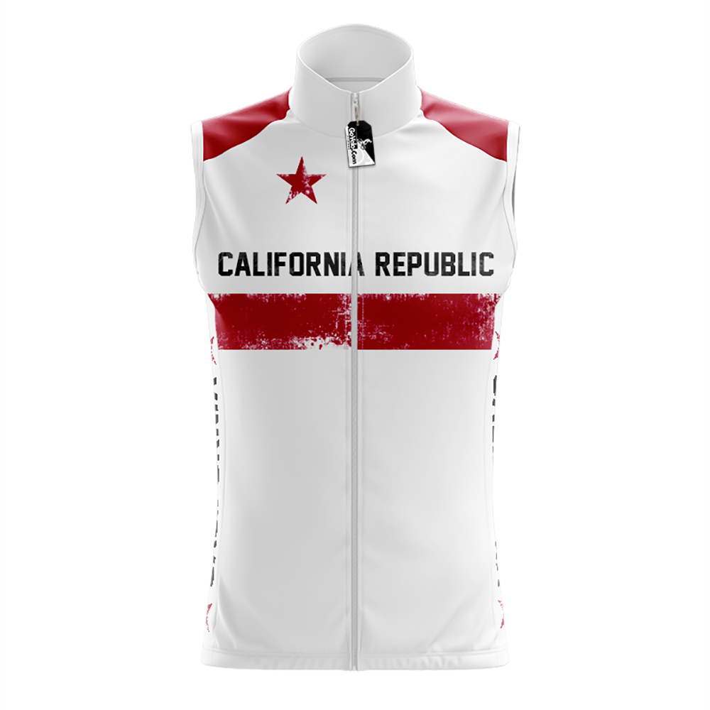 California Republic White Sleeveless Cycling Jersey