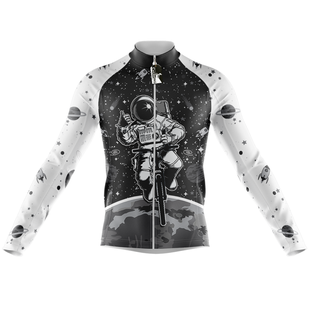 Space White Lange Mouw Fietsshirt