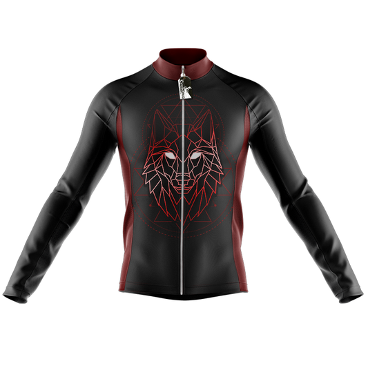Geometrisch Wolf Lange Mouw Fietsshirt