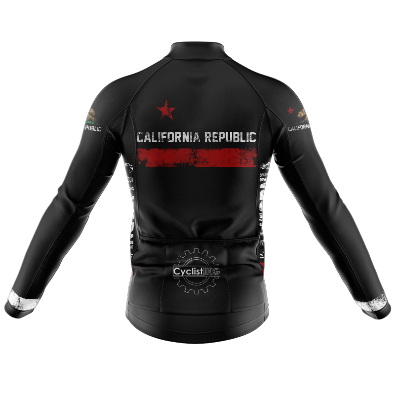 California Republic Black Long Sleeve Cycling Jersey