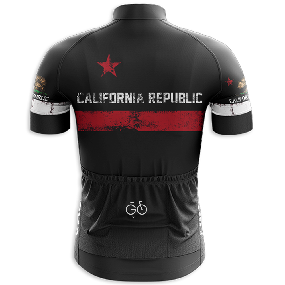 California Republic Black Short Sleeve Cycling Jersey