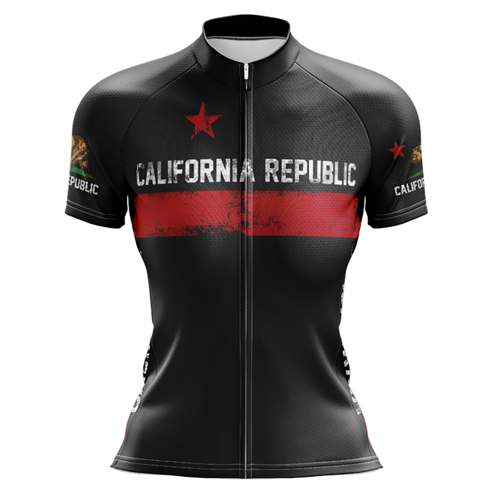 California Republic Black Short Sleeve Cycling Jersey