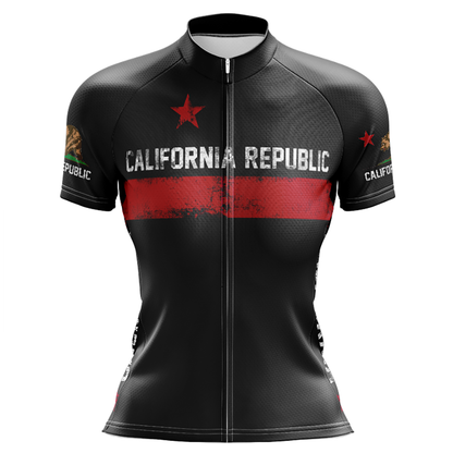 California Republic Black Short Sleeve Cycling Jersey
